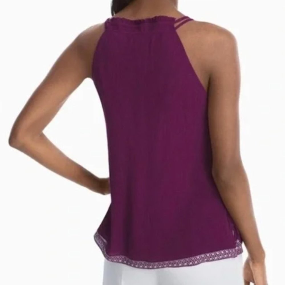 WHBM Plum Embroidered Sleeveless Top Size X Small - Picture 6 of 6